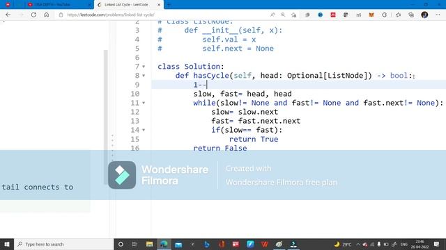 Linked List Cycle | Leetcode - 141 | Python Code | Explanation смотреть онлайн