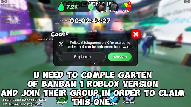 GARTEN OF BANBAN RP ROBLOX ALL CODES! ?? (NEW) смотреть онлайн