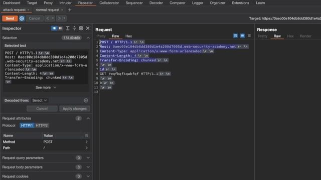 Lab: Exploiting HTTP request smuggling to bypass front-end security controls, TE.CL vulnerability смотреть онлайн