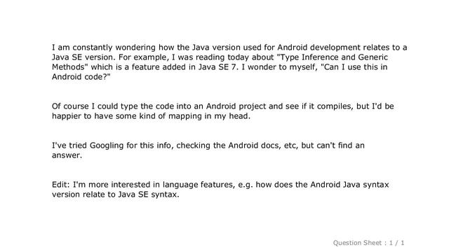 Android : How does Android's Java version relate to a Java SE version? смотреть онлайн