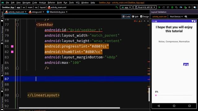 Make SeekBar app in android studio | App development | Android Studio смотреть онлайн