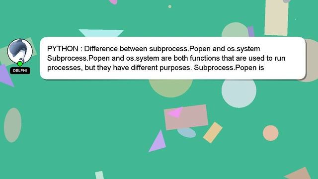 PYTHON : Difference between subprocess.Popen and os.system смотреть онлайн