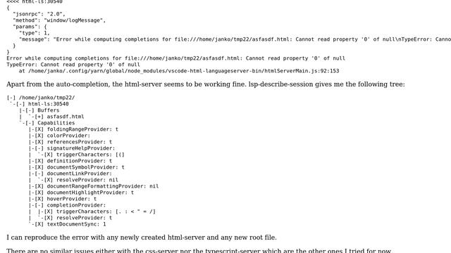 vscode-html-languageserver-bin for lsp-mode in emacs throws error when trying to autocomplete смотреть онлайн
