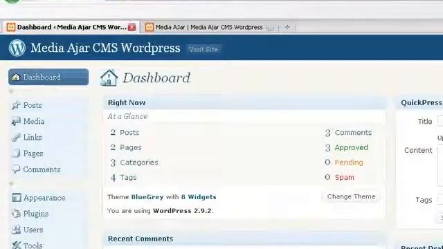 Dashboard CMS Wordpress смотреть онлайн