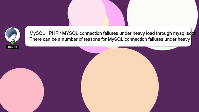 MySQL : PHP / MYSQL connection failures under heavy load through mysql.sock смотреть онлайн