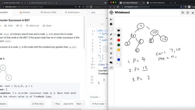 [Java] Leetcode 285. Inorder Successor in BST [Binary Search Tree #2] смотреть онлайн