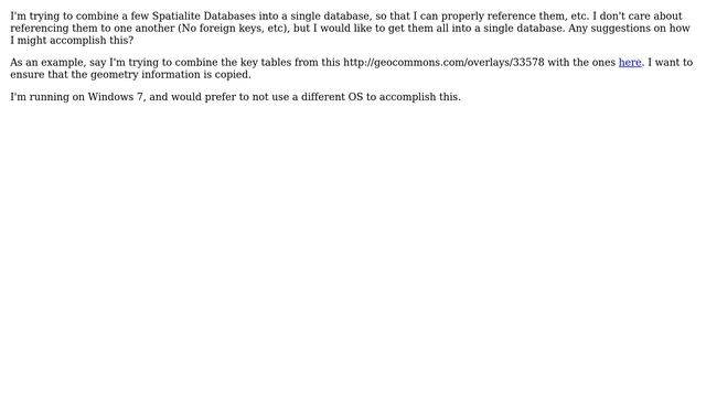 GIS: How to combine Spatialite Databases? смотреть онлайн