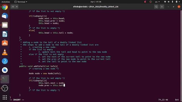 Part 4: Doubly Linked List Implementation using Java, adding a node to the tail of the list. смотреть онлайн
