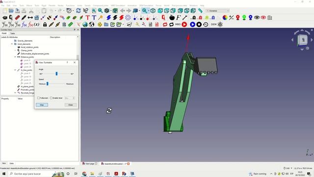 FreeCAD + MBDyn Backhoe Mechanism