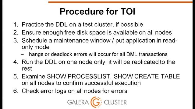 Galera Cluster DDLs and Schema Upgrades Galera Cluster Best Practises смотреть онлайн
