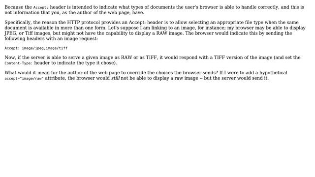 Why doesn't the HTMLDOM specification allow hyperlinks to set an accept header? смотреть онлайн