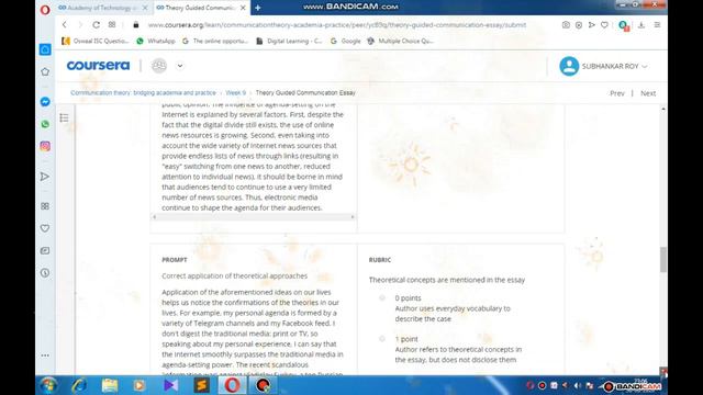 WEEK-9(PEER GRADED)||COMMUNICATION THEORY:BRIDGING ACADEMIA AND PRACTICE||COURSERA смотреть онлайн