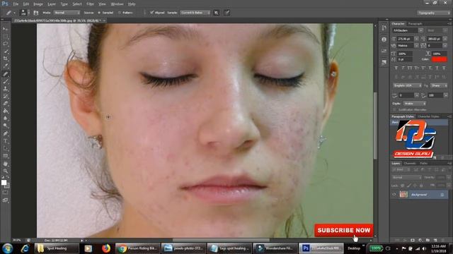 Healing brush tool photoshop || photoshop spot healing brush tool tutorial || Design Guru смотреть онлайн