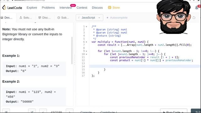 Leetcode Question 43 "Multiply Strings" in Javascript смотреть онлайн