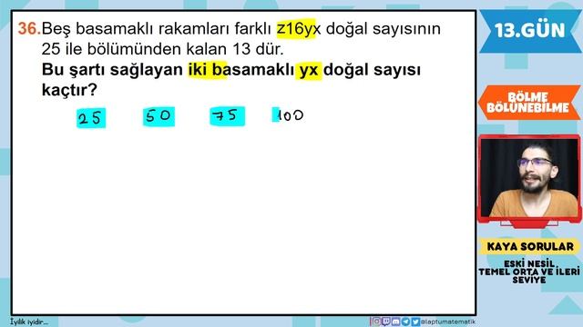 BÖLME - BÖLÜNEBİLME | Kaya Sorular | 13.GÜN | 80 Günde Devri TYT Matematik | RENKLİ ÜCRETSİZ PDF смотреть онлайн
