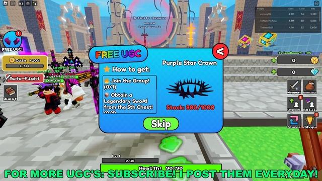 How To Get Purple Star Crown in Slasher Blade Simulator (ROBLOX FREE LIMITED UGC ITEMS) смотреть онлайн