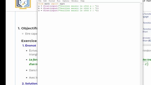 Surface et périmètre d'un triangle en Python смотреть онлайн