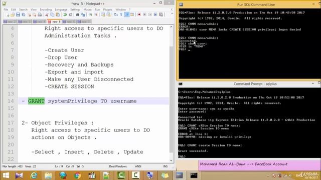 دورة ORACLE الحلقة 07 # Create table using SQL*PLUS . смотреть онлайн