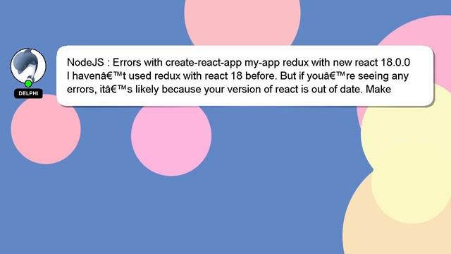 NodeJS : Errors with create-react-app my-app redux with new react 18.0.0 смотреть онлайн