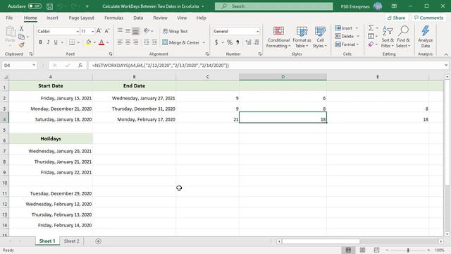 How to Calculate number of Work Days between Two Dates in Excel - Office 365 смотреть онлайн