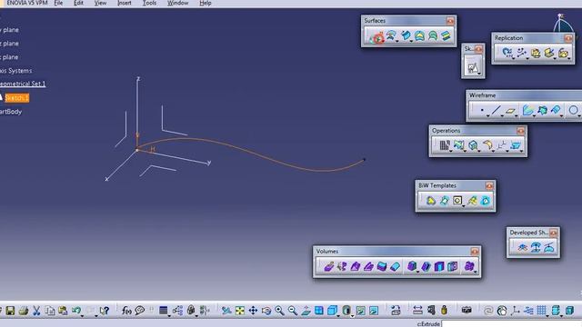 PROJECTION COMBINE INTERSECTION PARALLEL CURVE CATIA V5 смотреть онлайн