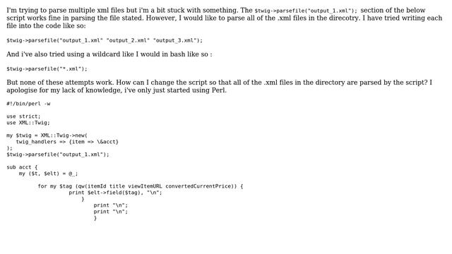 Unix & Linux: Perl code to refer to multiple file of the same extension (.xml) смотреть онлайн