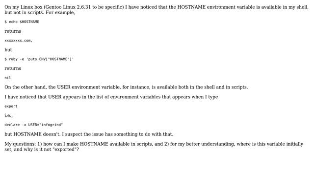 HOSTNAME environment variable on Linux смотреть онлайн