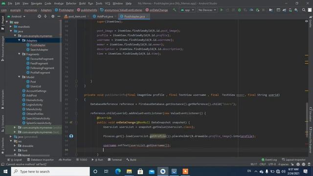 MyMemes-Social media app in android studio | Retrieve posts from firebase in recyclerView смотреть онлайн