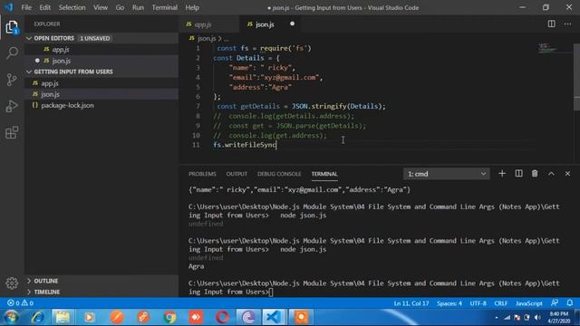 3 0 How to create JSON file using node In Hindi смотреть онлайн