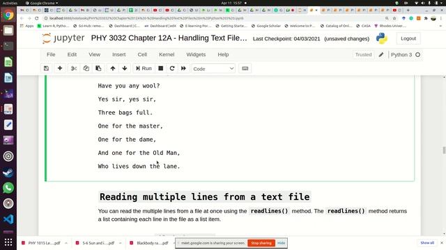 UNZA PHY 3032 Chapter 12A Handling Text Files in Python 11 April 2021 смотреть онлайн