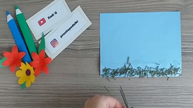 Осенняя аппликация из листьев в садик. Простая поделка из осенних материалов в школу. Пейзаж. смотреть онлайн