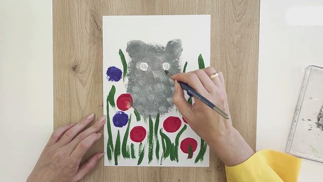 Рисуем с малышами котика губкой. смотреть онлайн