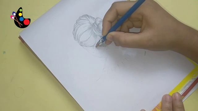 realistic hair drawing | girl hair sketch | pencil sketch hair drawing | hair bun sketch tutorial смотреть онлайн