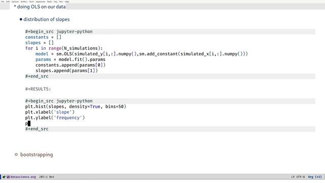distribution of OLS slopes with emacs and python смотреть онлайн