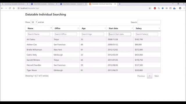 Individual Column Search on Top in Datatable | Bootstrap Datatable | JQuery смотреть онлайн