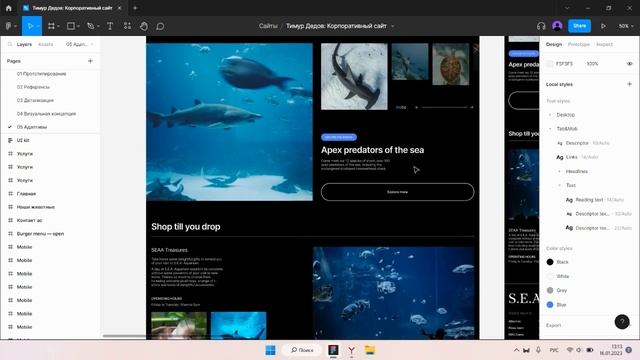 Sea Aquarium — Презентация редизайна корпоративного сайта [Школа дизайна UPROCK] смотреть онлайн