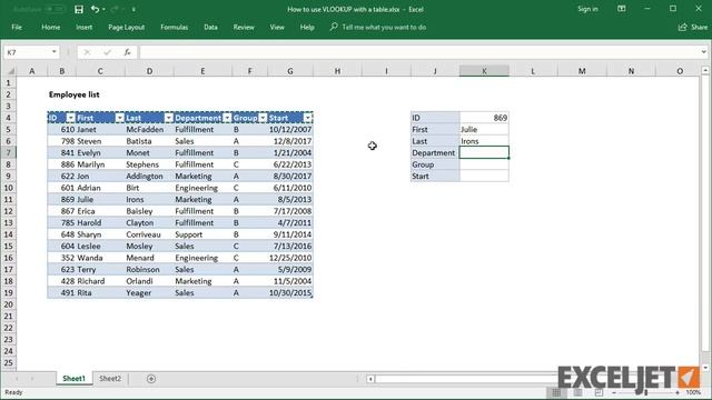 How to use VLOOKUP with an Excel Table смотреть онлайн