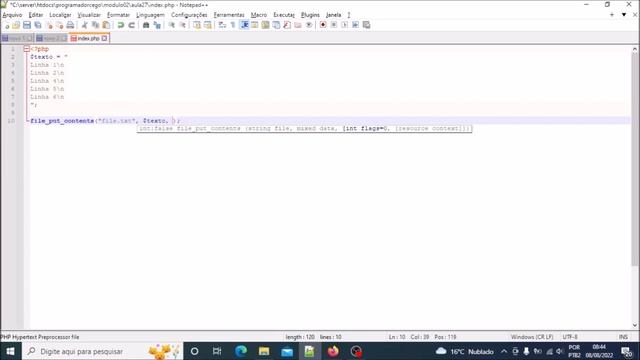 PHP Módulo 2: Aula 32 - file_put_contents смотреть онлайн