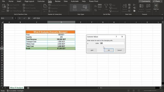 What-If Analysis (Scenario Manager) in Excel | Explained in Bangla. смотреть онлайн