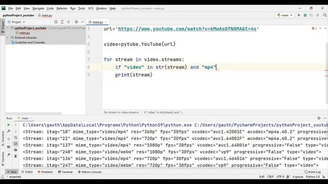 Downloading YouTube videos using Python | pytube | pycharm | in Tamil смотреть онлайн