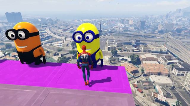 GTA 5 Epic Ragdolls SPIDER MAN VS ORANGE MINION VS GREEN MINION(Euphoria Physics & Funny Fails)ep.8 смотреть онлайн