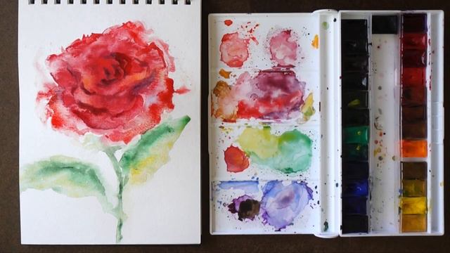 Easy Watercolor Rose | Wet-on-Wet Technique смотреть онлайн