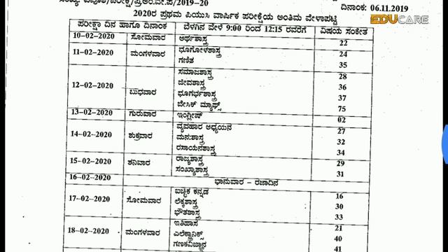 1 PUC EXAM TIME TABLE 2020 | 1st PUC EXAM DATES 2020 | KARNATAKA | SCIENCE, COMMERCE, ARTS | KANNAD смотреть онлайн