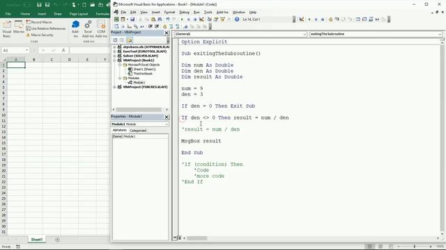 26 ENG VBA Excel How to use the EXIT SUB to finish a subroutine смотреть онлайн