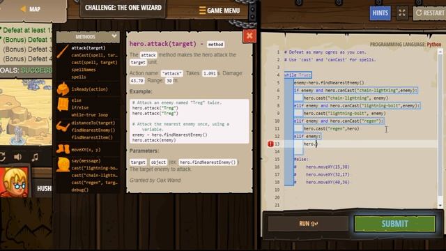 CodeCombat.Python. Challenge: The one wizard смотреть онлайн