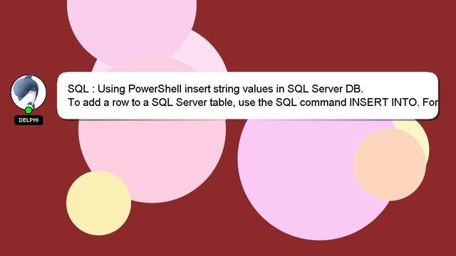 SQL : Using PowerShell insert string values in SQL Server DB. смотреть онлайн