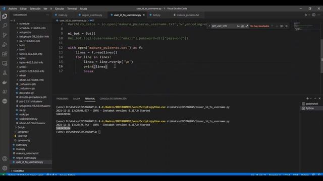 Python - Instagram BOT de user_id a username смотреть онлайн