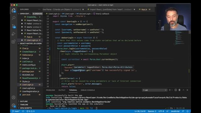 Obtendo o Usuário Logado em uma Aplicação em React Native com Parse смотреть онлайн