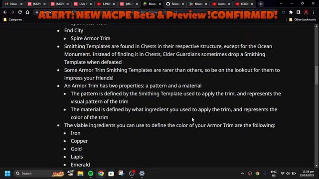 MCPE 1.19.80.21 Beta And Preview - Live Changelog - Armor Trims Added