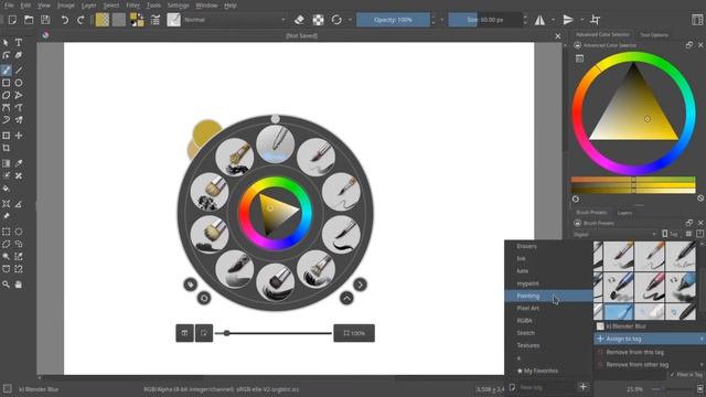 Krita - Настройка палитры кистей смотреть онлайн